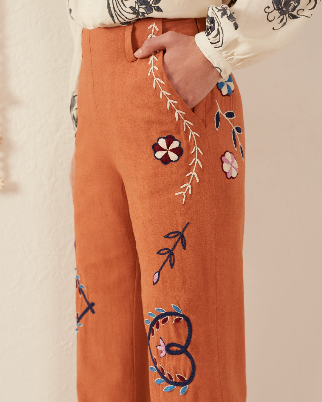 Charlie Sienna Poppy Embroidered Pant