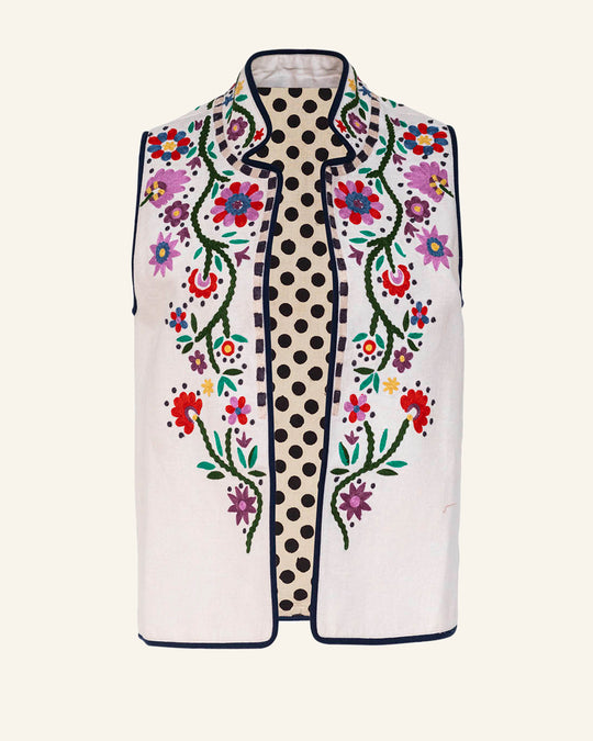 Inge Ivory Embroidered Vest