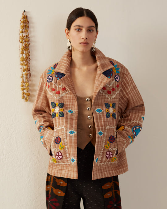 Western Tan Embroidered Jacket