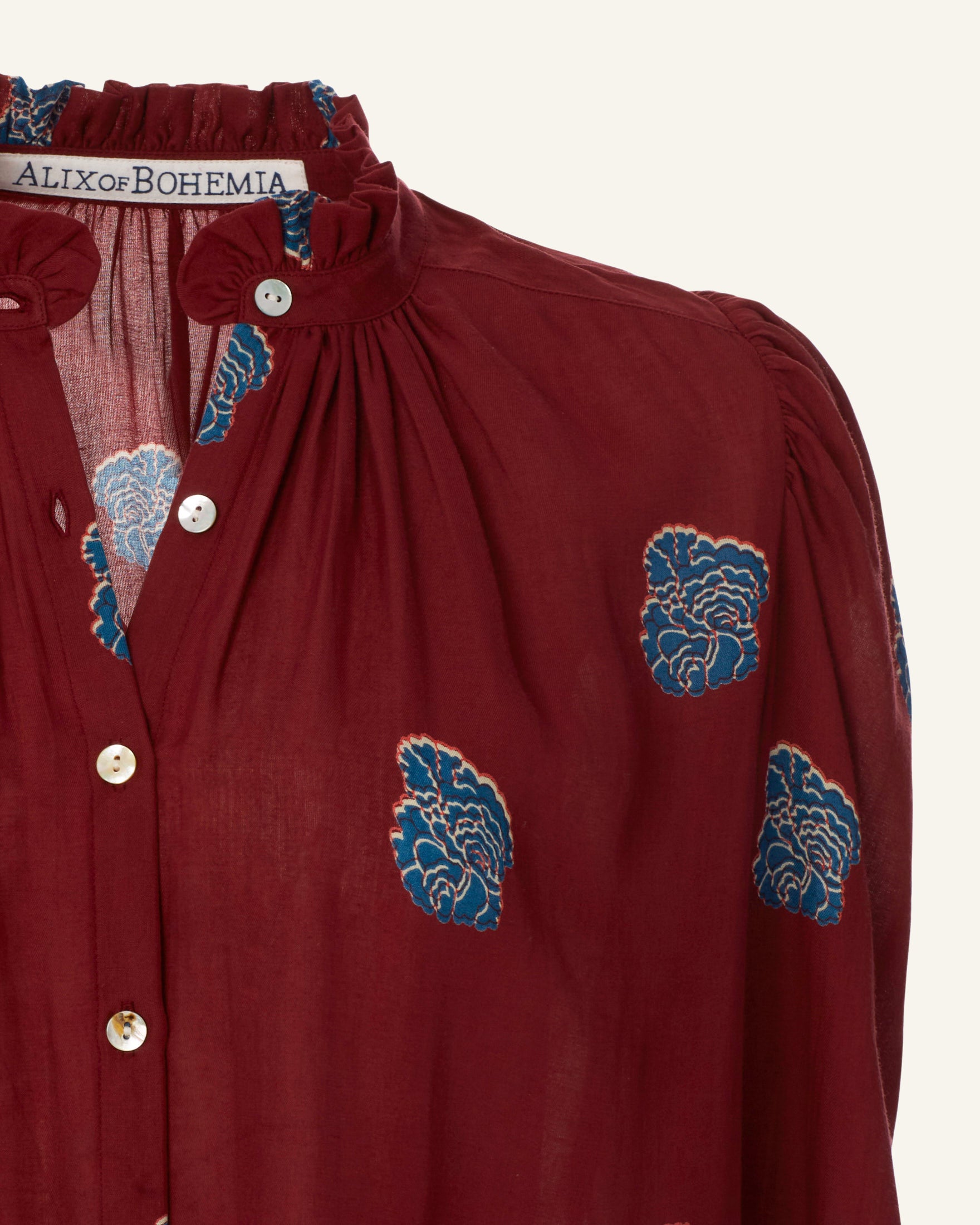 Annabel Burgundy and Blue Shirt