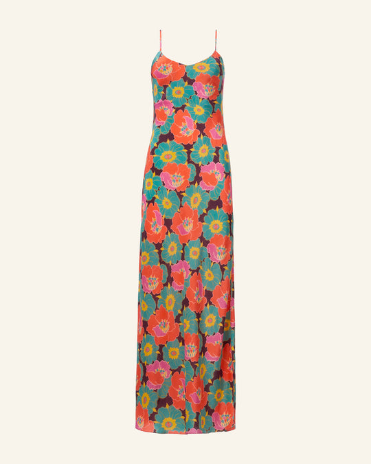 Athena Wine Blossom Silk Dress