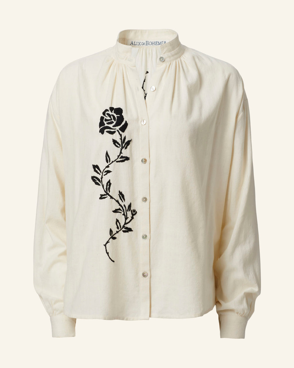Kiki Noir Rose Embroidered Shirt