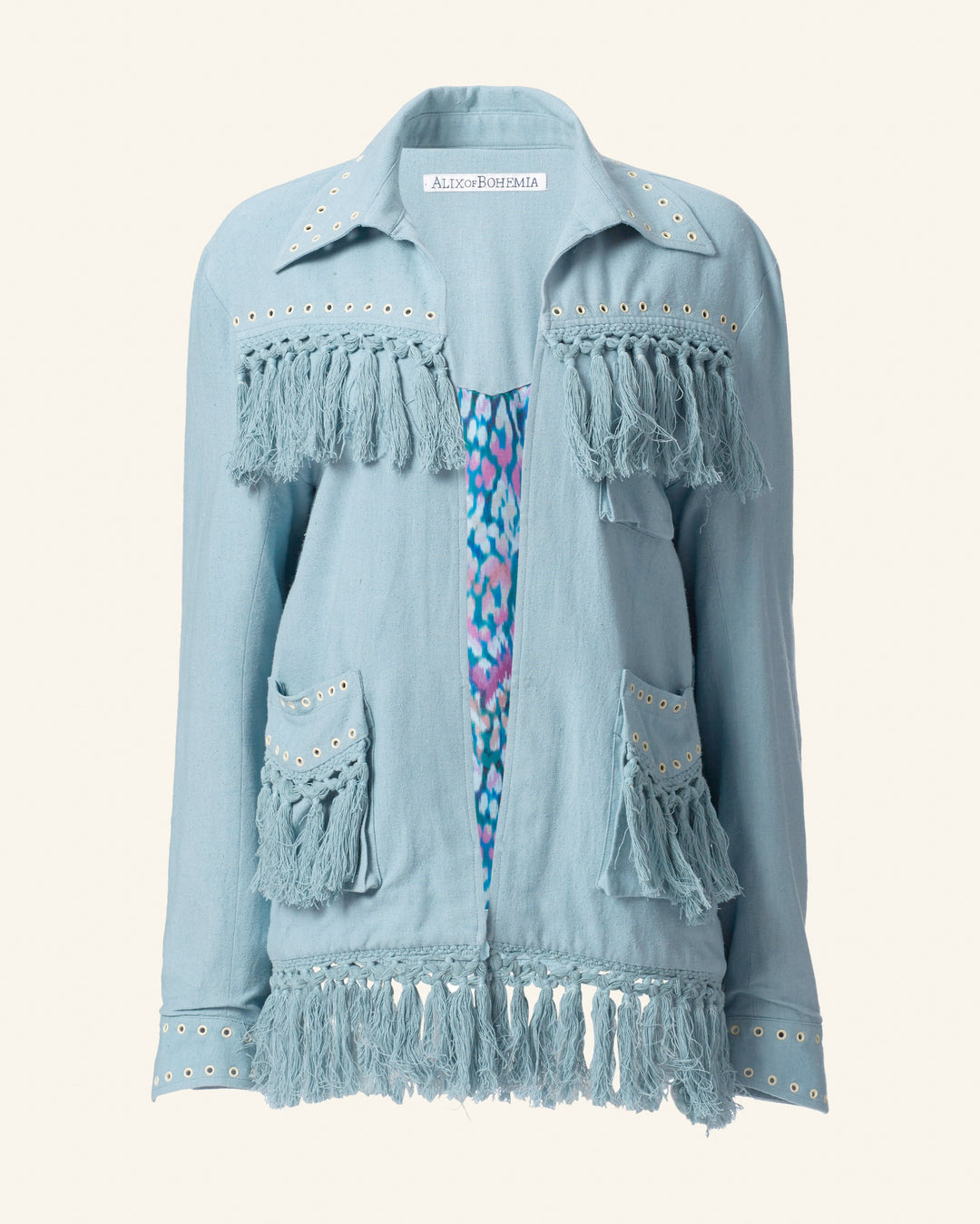 Jude Aqua Fringe Jacket