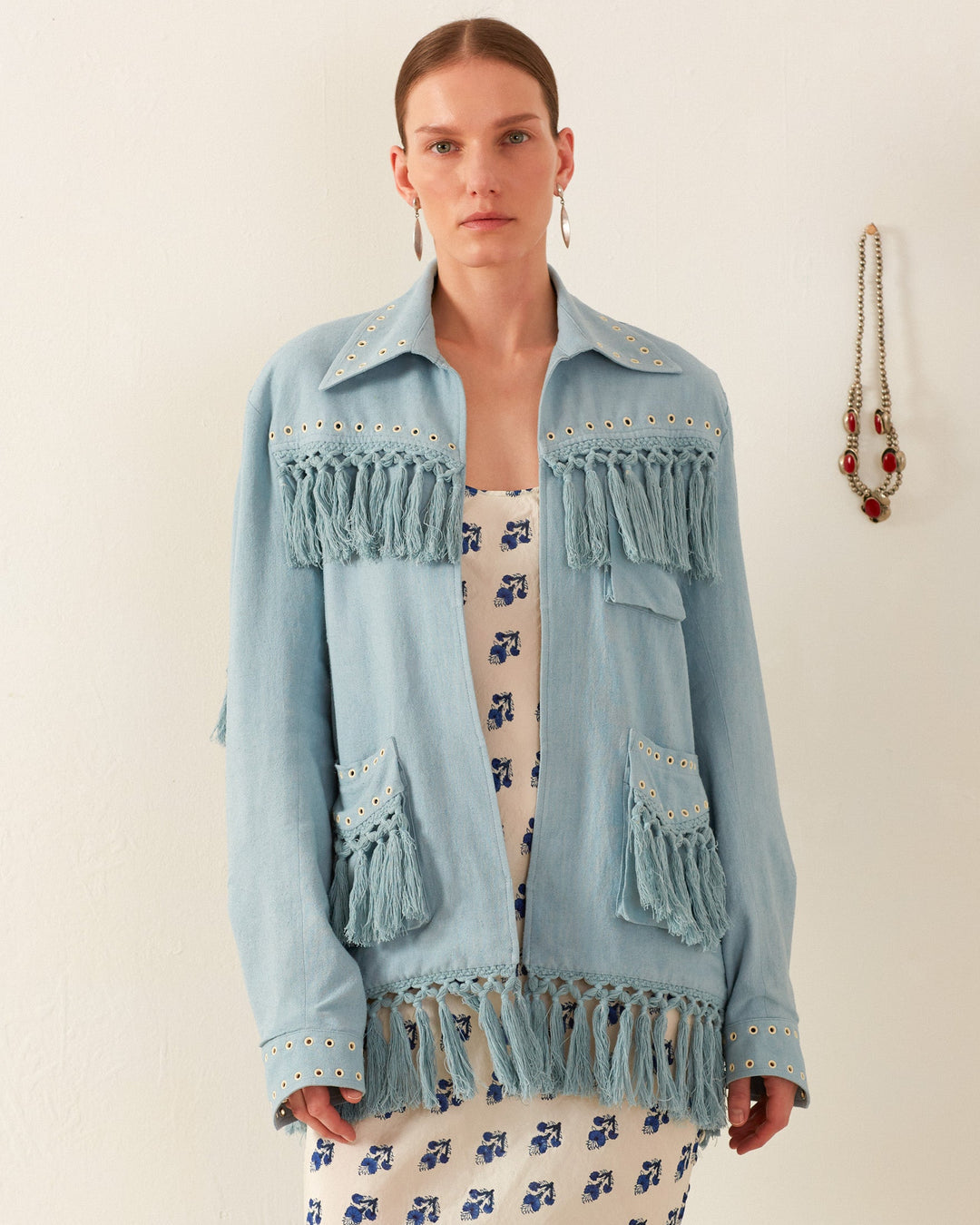 Jude Aqua Fringe Jacket