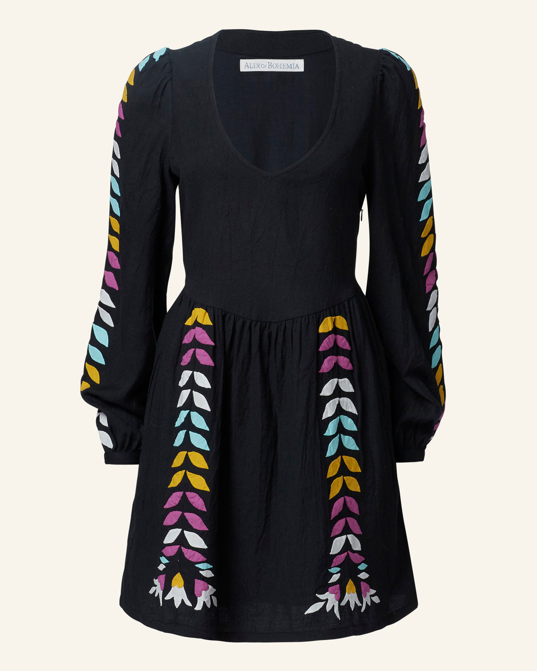 behati mini dress black h:ours Behati Mini Dress in Silver Dots