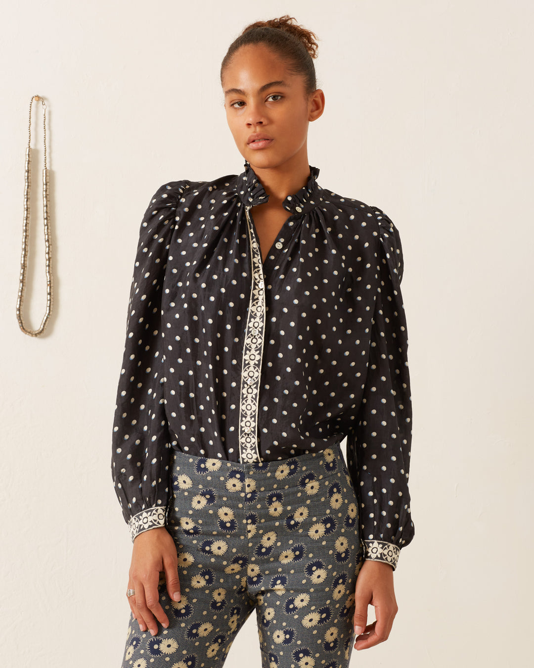 Annabel Raven Dot Silk Shirt - Main Image