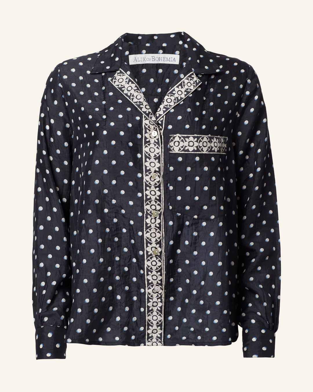 Raven Button Patti Raven Dot Silk Shirt