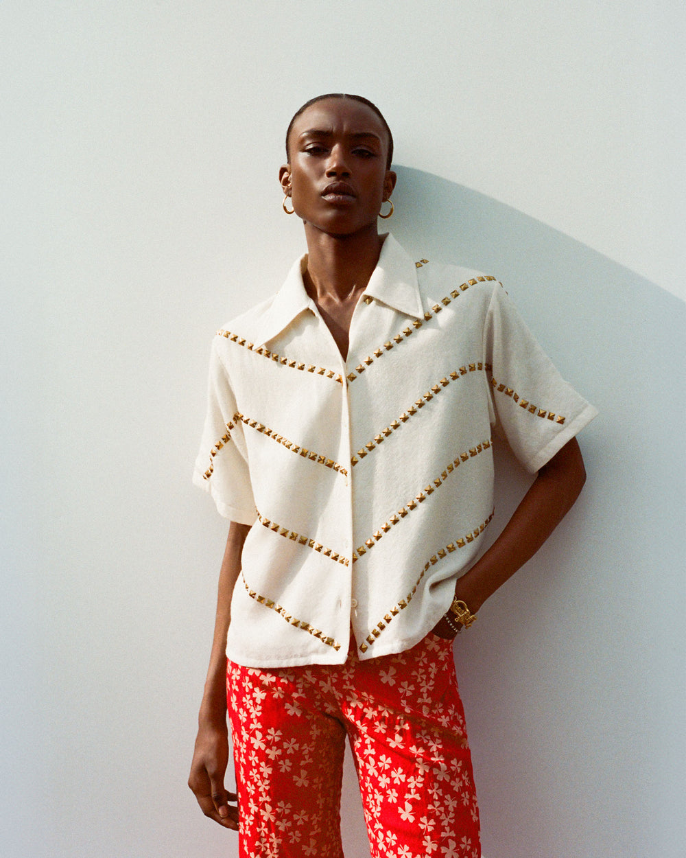 Stevie Whitegold Studded Shirt Whitegold / L Stevie Whitegold Studded Shirt Whitegold / L