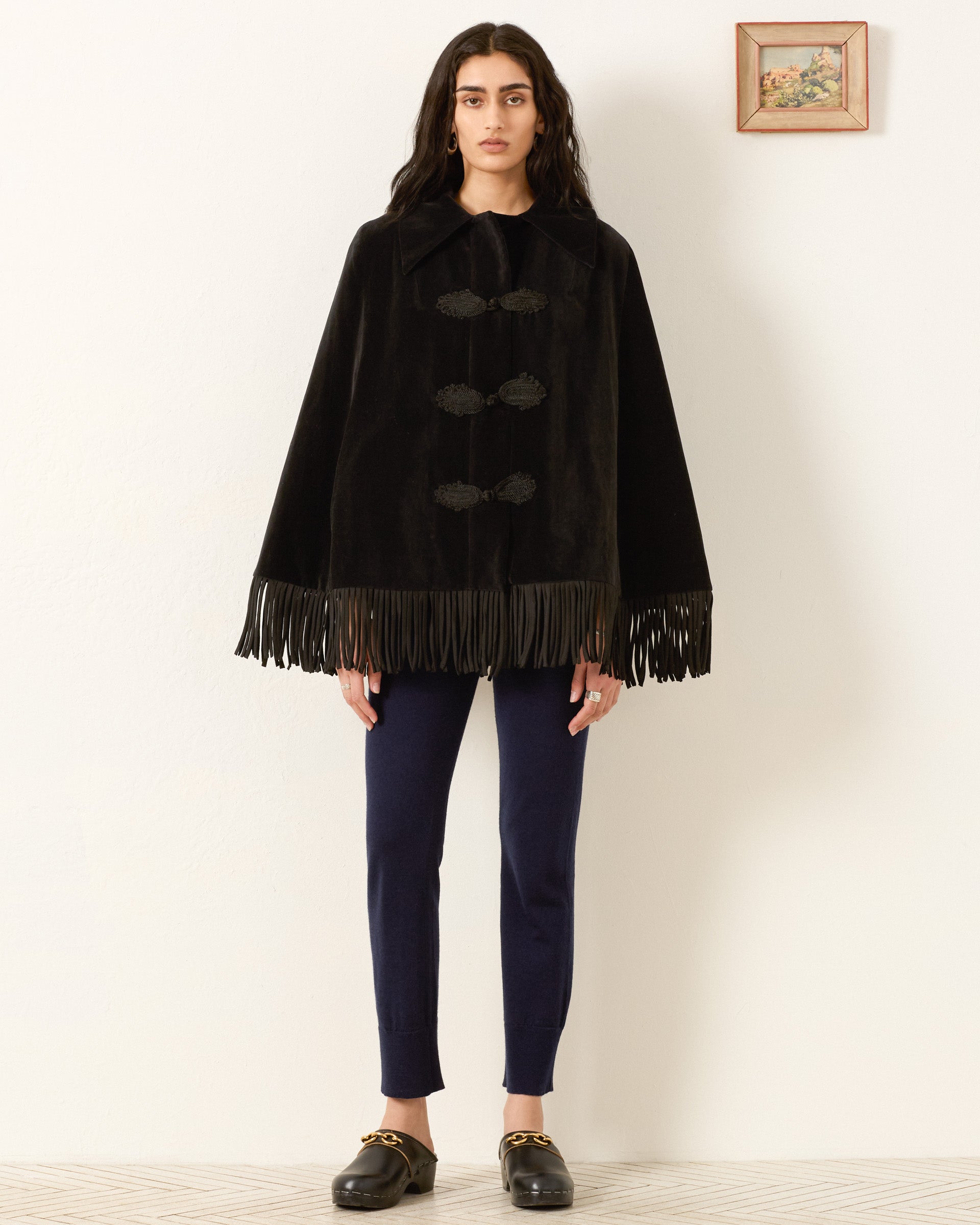 Kensington Onyx Fringe Cape