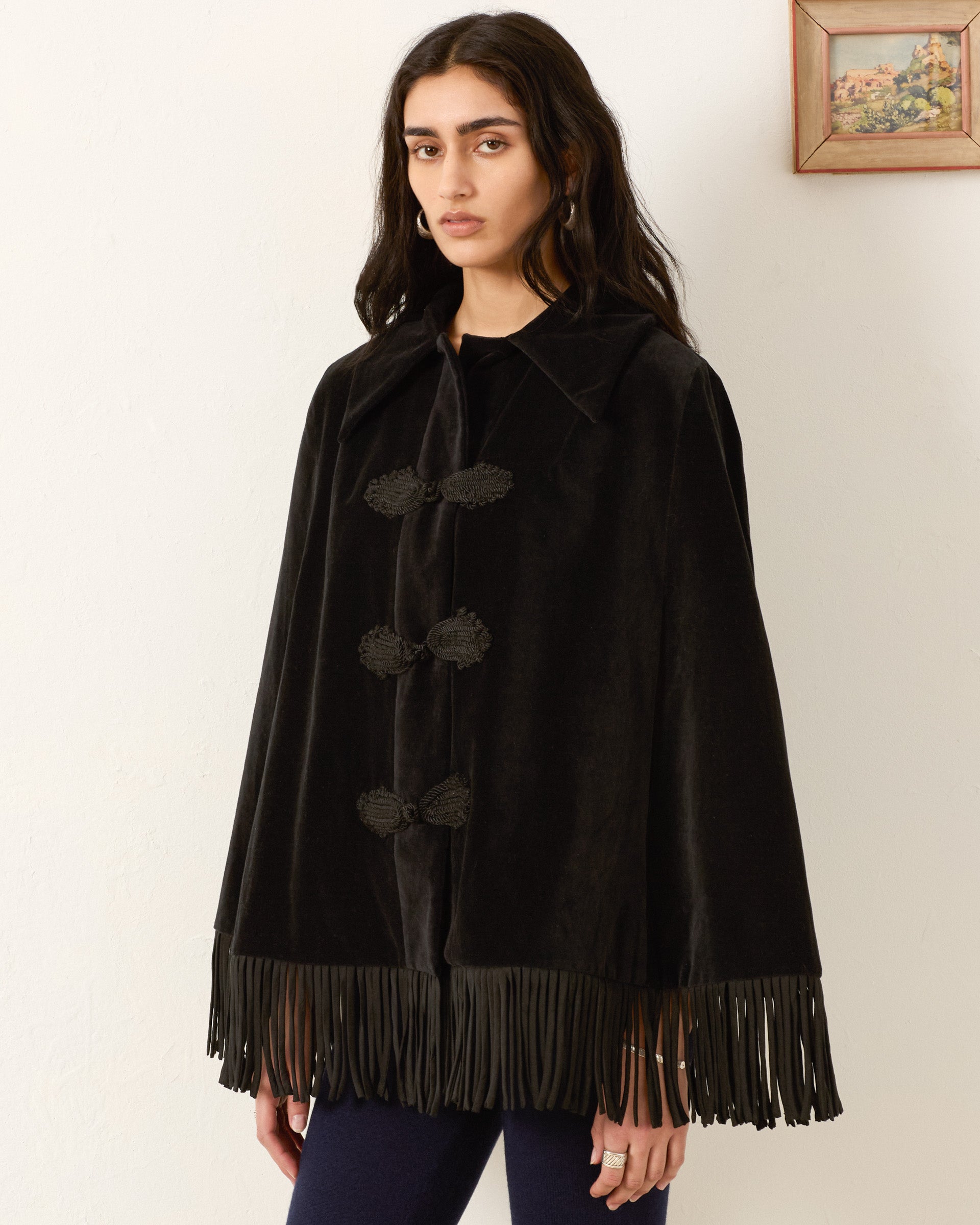 Kensington Onyx Fringe Cape