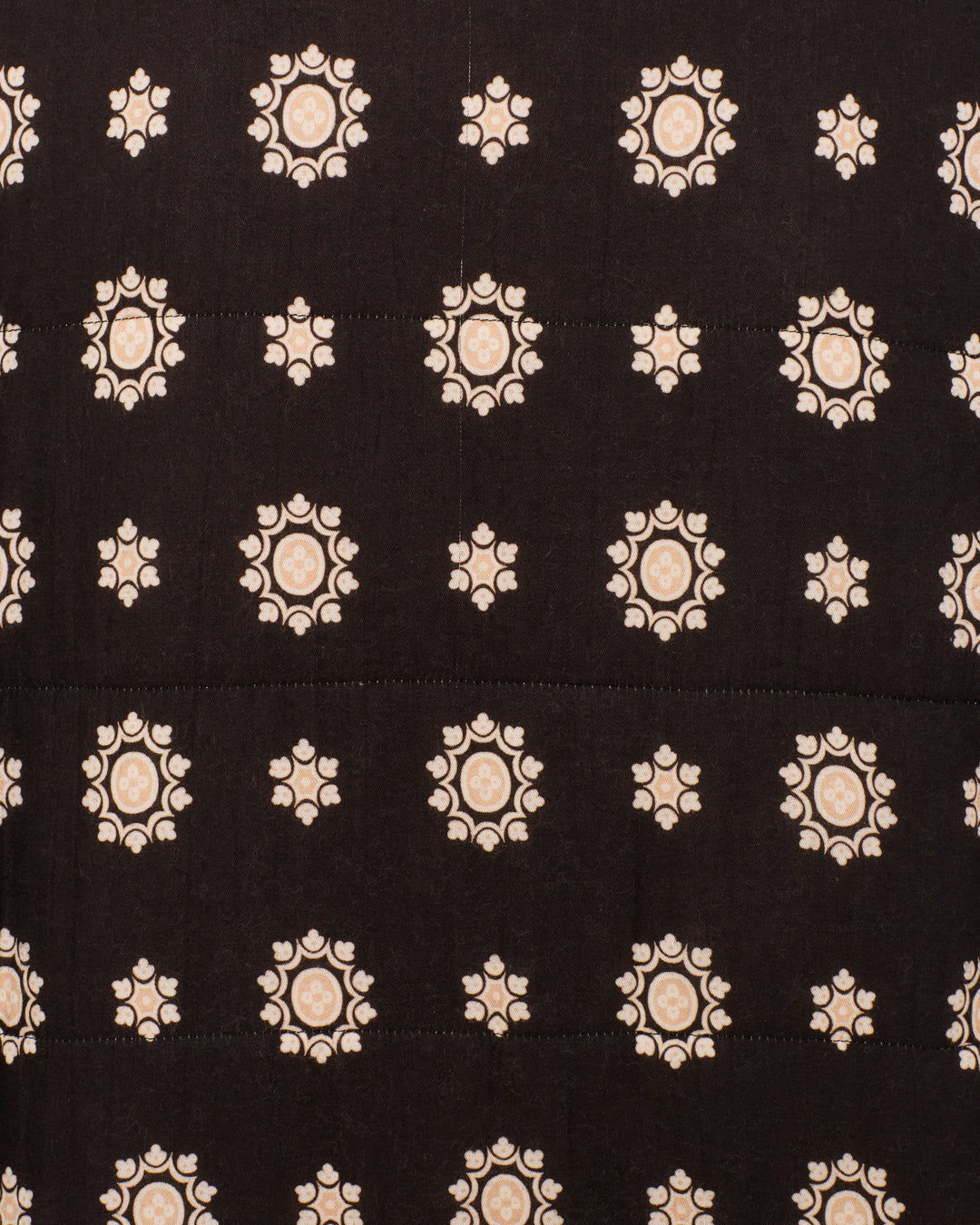 The Lex Bronco Bandana Jacket features black fabric with cream circular floral motifs in rows, echoing classic Western workwear-inspired bandana prints.