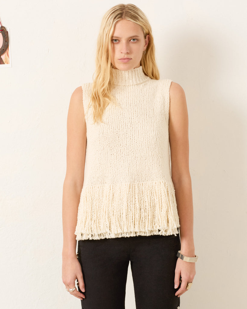 トップス seyto Jacquard fringe sleeveless tops Sonia Snow Fringe Top