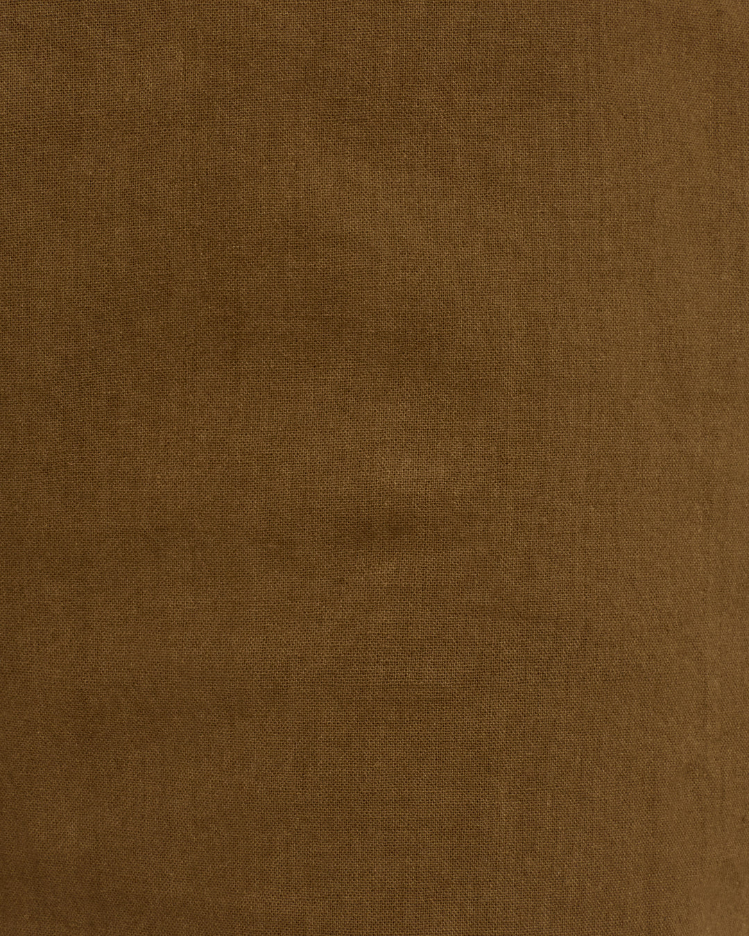 Charlie Olive Branch Pant in brown khadi cotton features a plain weave pattern with a subtle texture, showcasing natural folds and color variations.