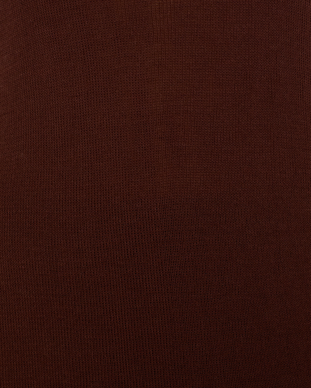 Close-up view of the Romy Mahogany Knit Dress in a dark brown, seaweed fiber knit.