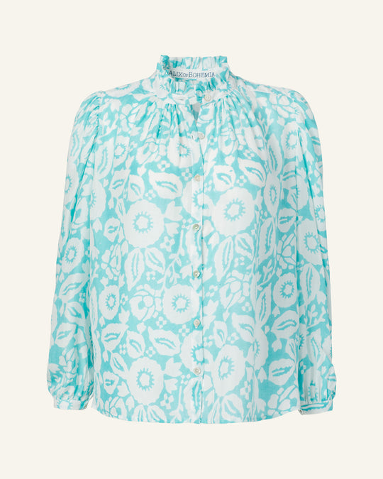 Annabel Turquoise Flower Shirt