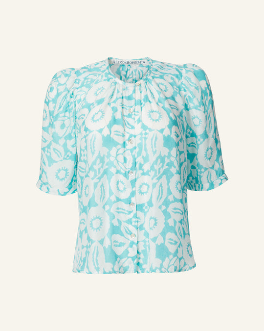 Winona Turquoise Flower Shirt