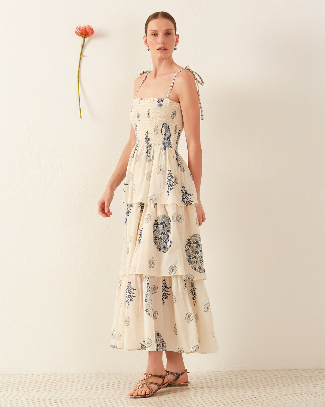 Kaia Porcelain Tier Dress Porcelain / L Kaia Porcelain Tier Dress Porcelain / L