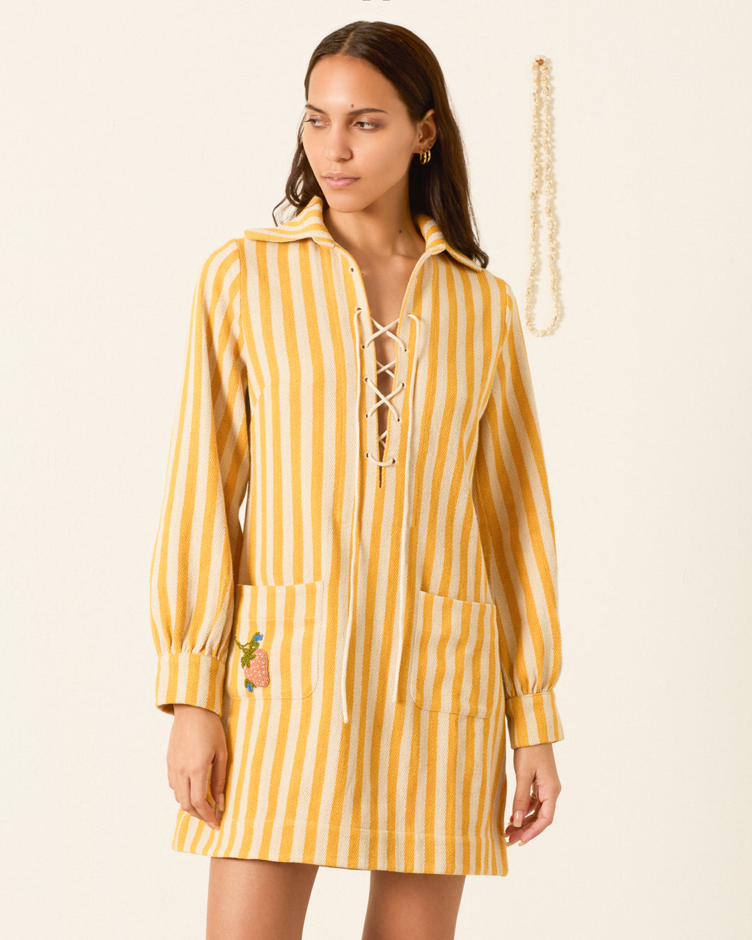 Alix of Bohemia Off-White Isadora Sunlight Stripe Dress Off-White / M