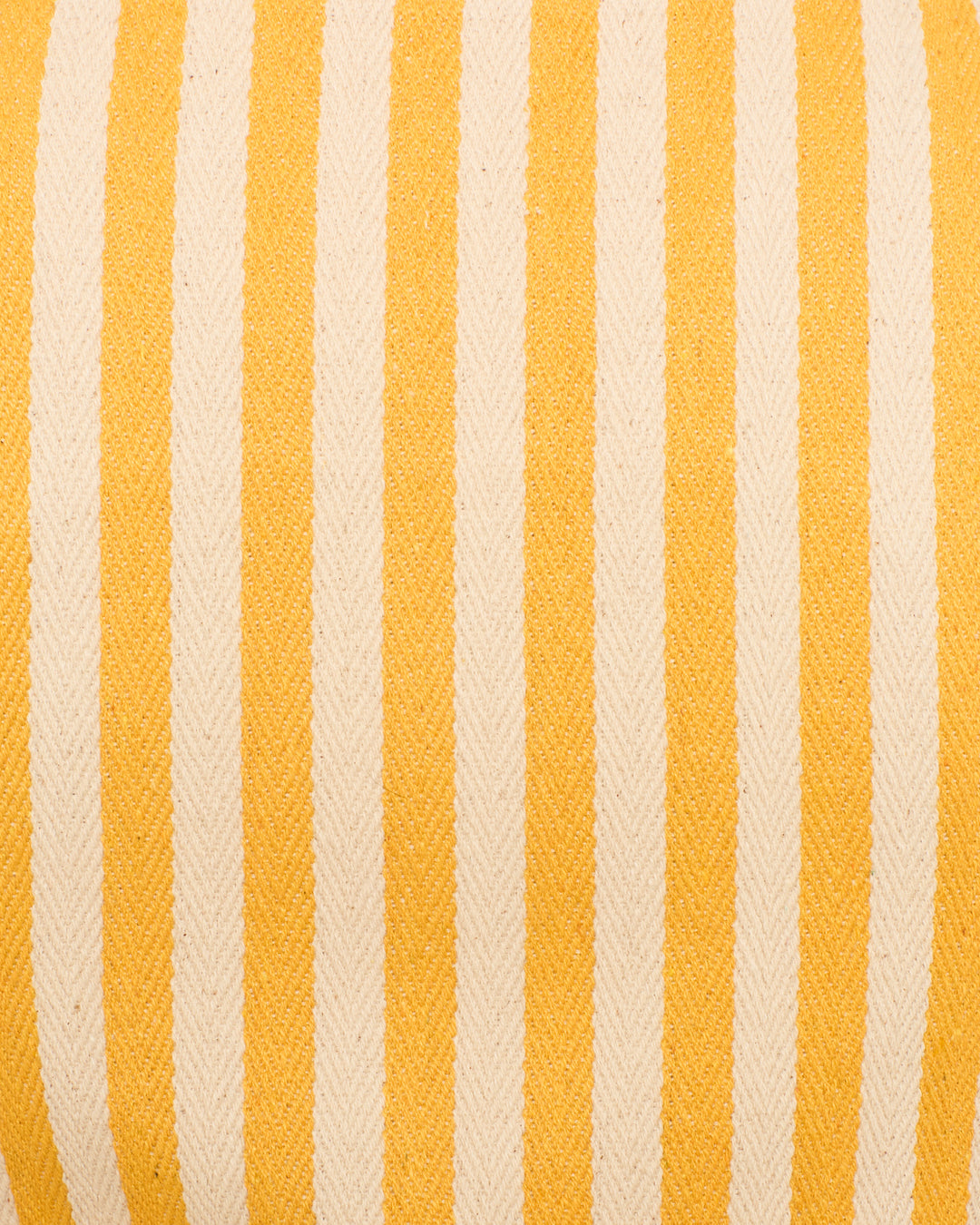 The Mossie Sunlight Stripe Top features yellow and white vertical stripes on textured fabric, evoking vintage beach style reminiscent of classic cotton twill awning stripes.