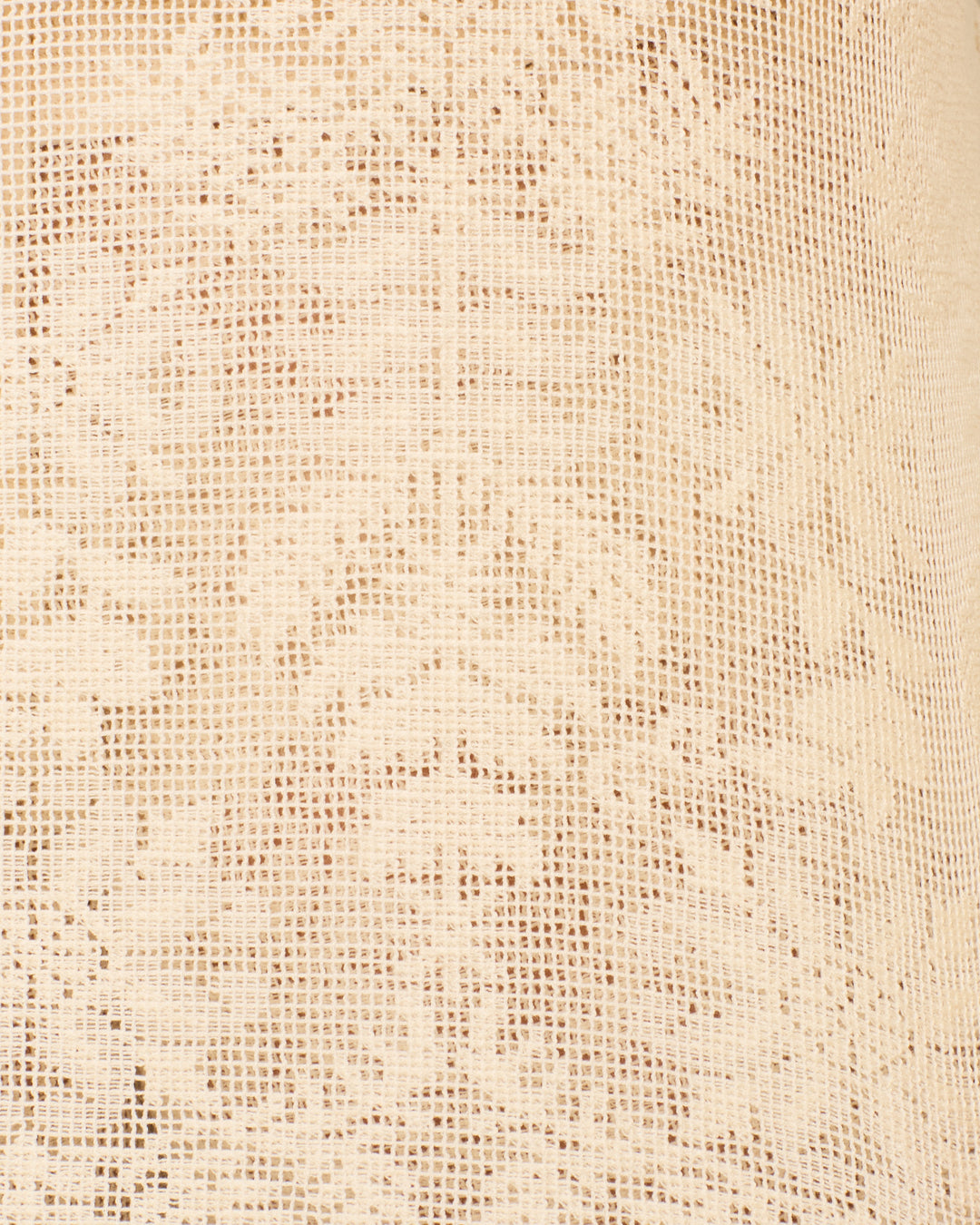 Close-up of the Reno Pearl Lace Lattice Jacket’s beige cotton fabric, showcasing a delicate floral lace pattern with an intricate weave and semi-transparent finish.