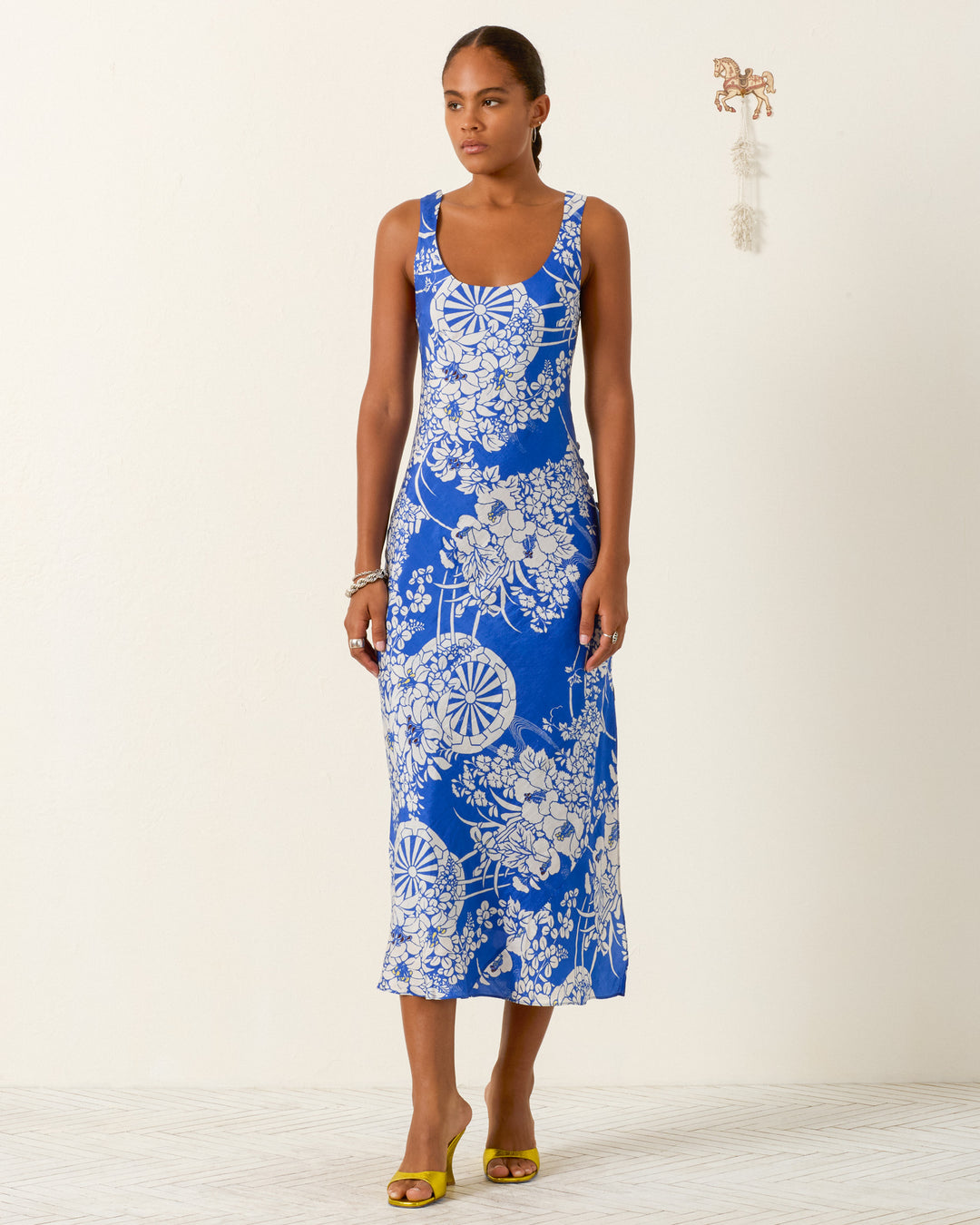 Adele Royal Spoke Silk Dress Medium Blue / XS
