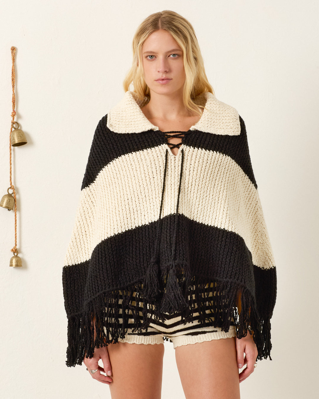 Faune Tuxedo Fringe Poncho - Alix of Bohemia