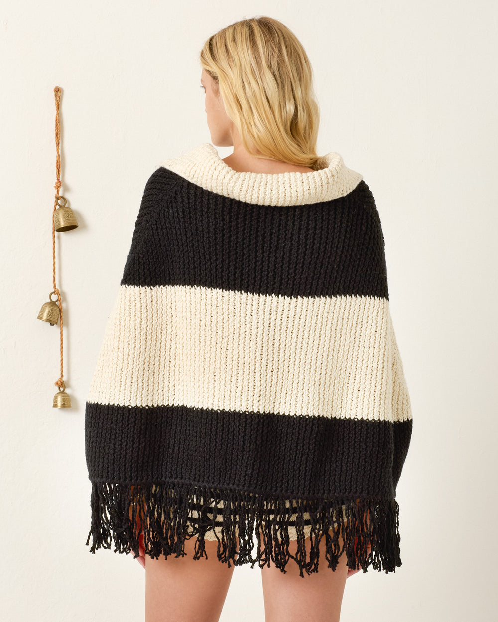 Faune Tuxedo Fringe Poncho - Alix of Bohemia