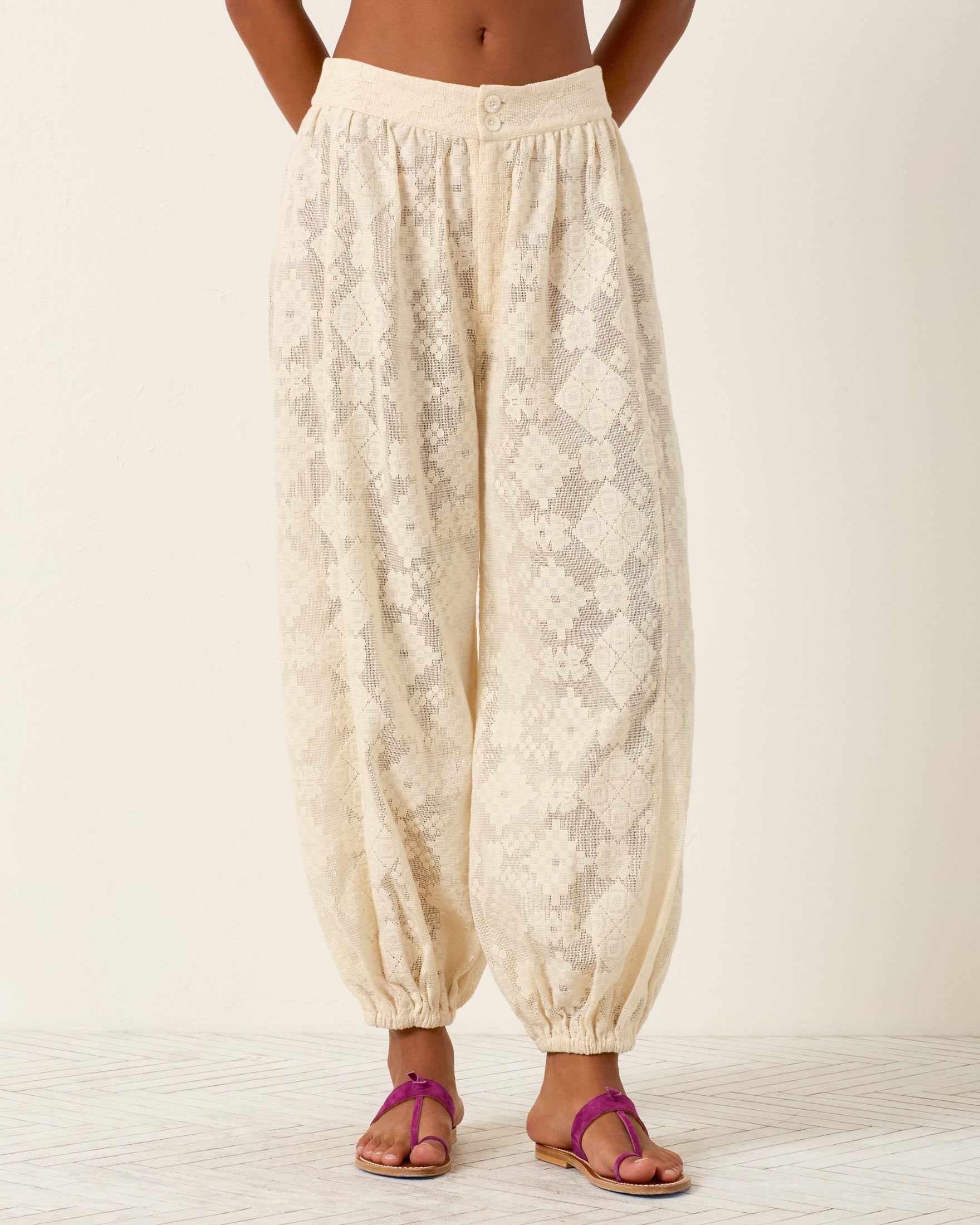Margot Ecru Tetris Lace Pant