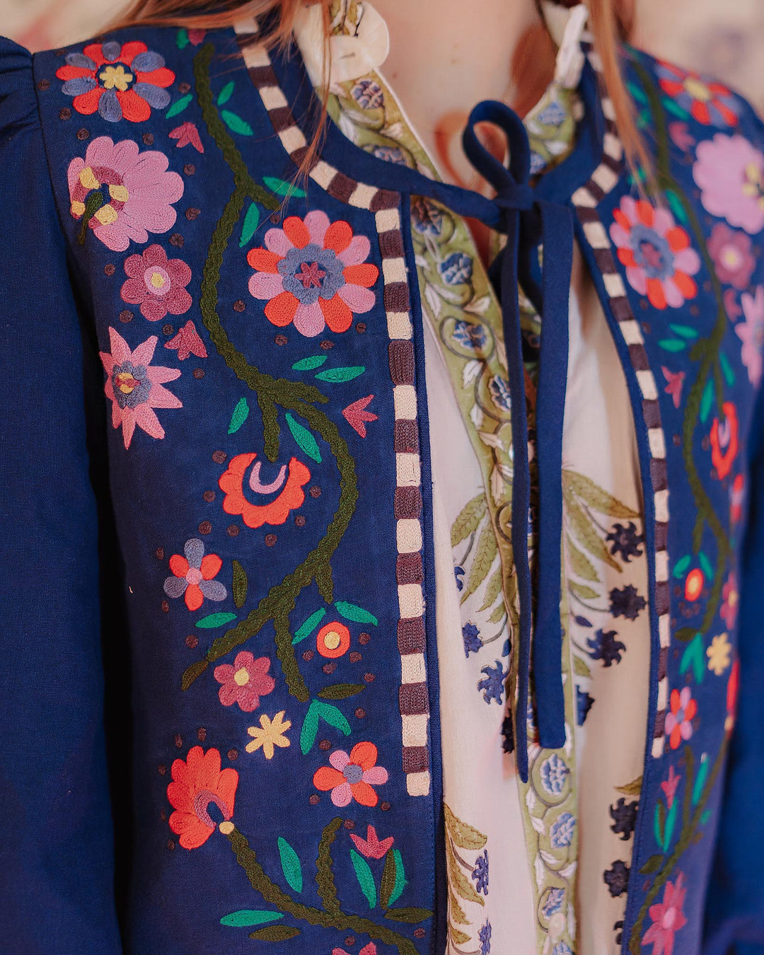 Fiorella Lapis Embroidered Jacket