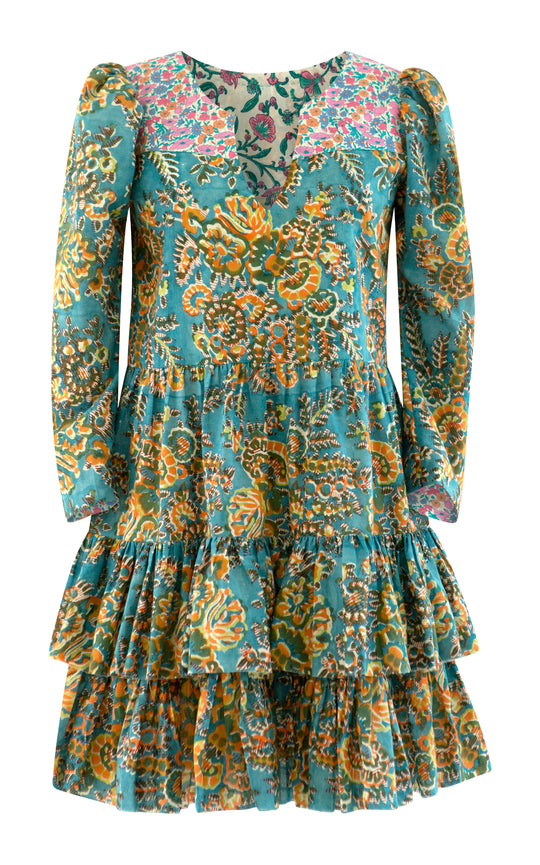 Squashblossom Turqoise Print Dress